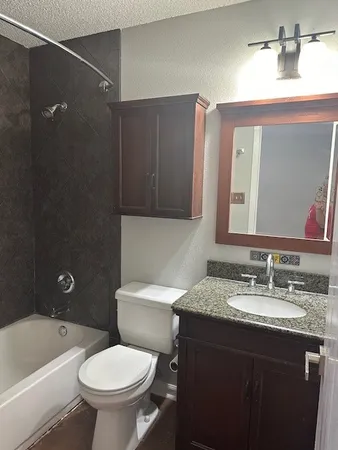 a bathroom with a toilet and a bathtub