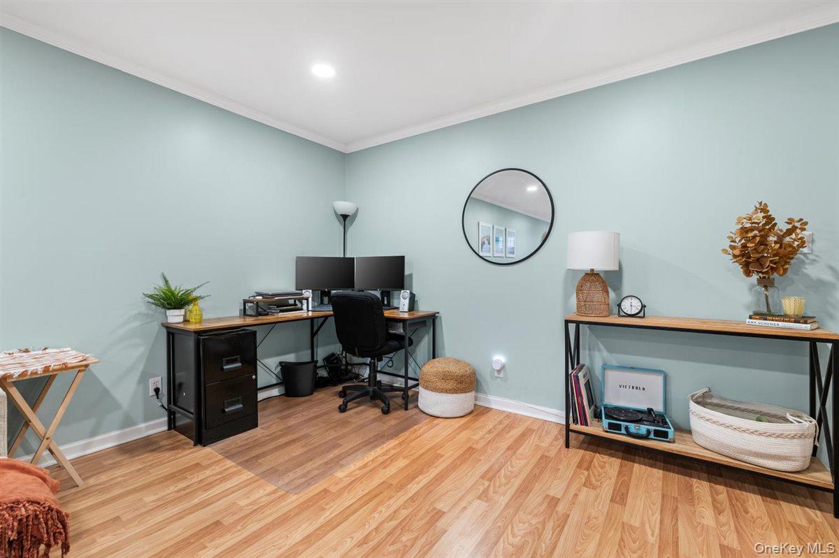 700 Shore Road, Unit 7Y Long Beach, NY 11561 - Photo 5 of 31 Office area with wood finished floors, ornamental molding, and recessed lighting