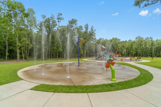 a view of a park with slide