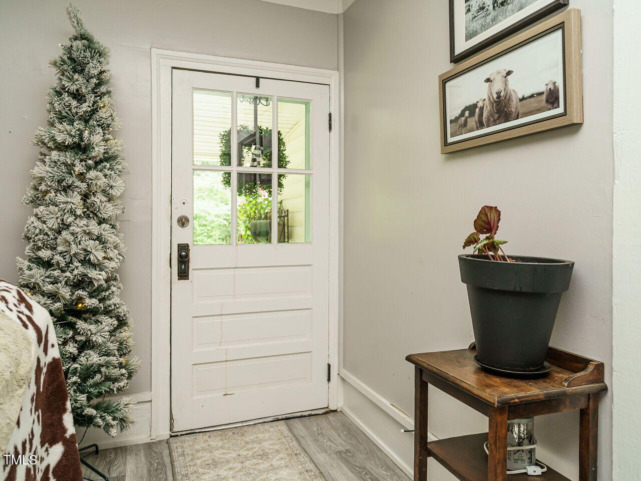 7105 Great Swamp Loop Lucama, NC 27851 - Photo 5 of 28 a view of a hallway with wooden floor and a potted plant