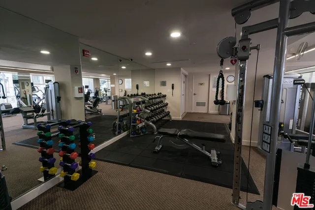 a view of a room with gym equipment