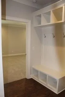 a view of an empty walk in closet