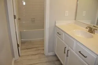 a bathroom with a sink and a shower