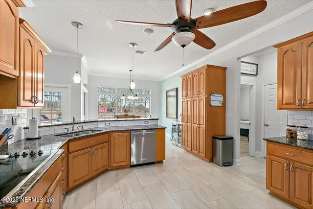 a spacious bedroom with a large bed and a fireplace