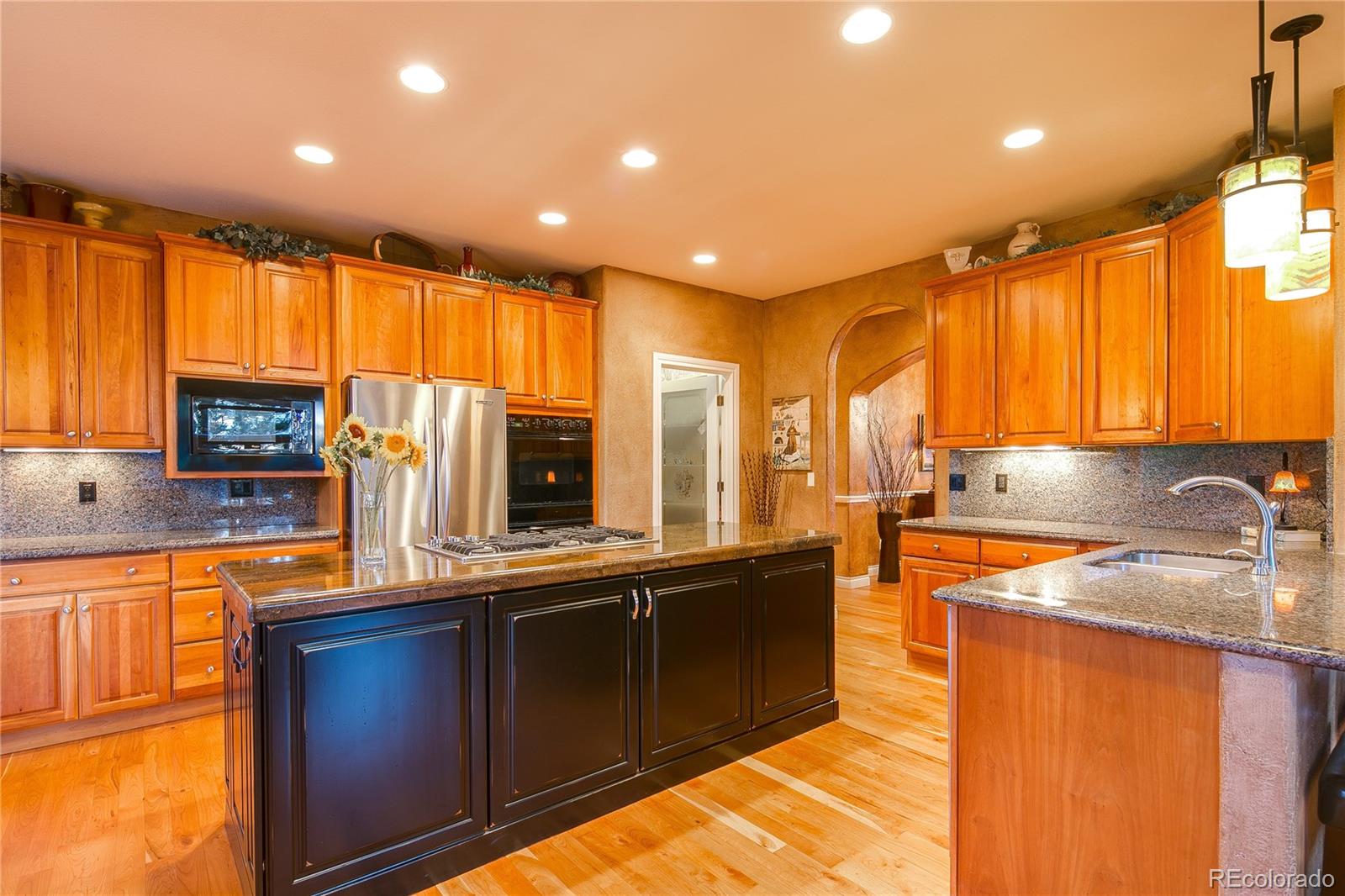 8397 Windhaven Drive Parker, CO 80134 - Photo 11 of 35 a kitchen with stainless steel appliances granite countertop a sink stove and refrigerator