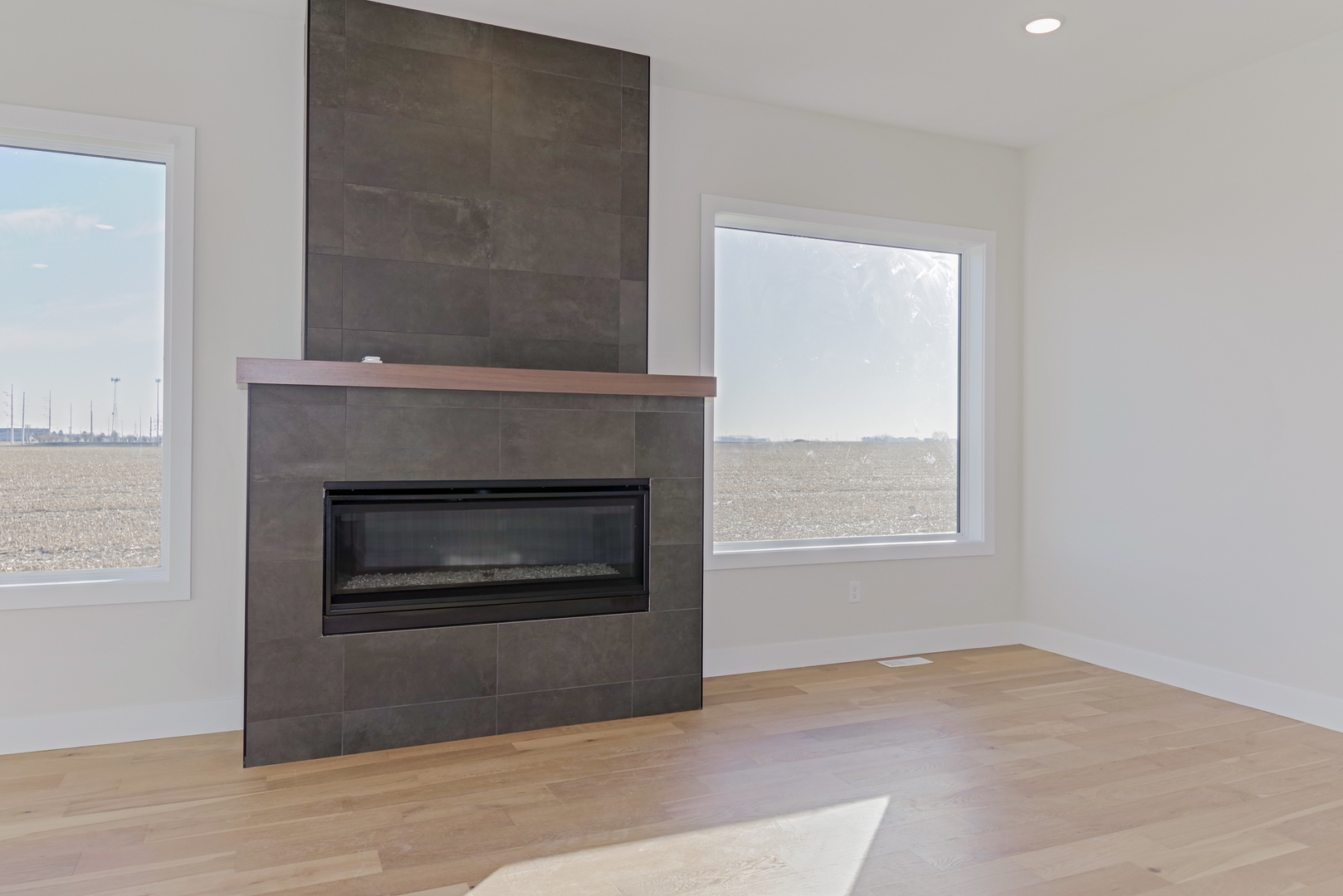 1252 Silver Oak Circle Normal, IL 61761 - Photo 19 of 46 a living room with a fireplace and a floor to ceiling window