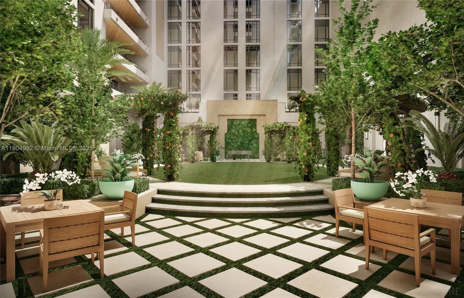 2601 Salzedo Street, Unit 38 Coral Gables, FL 33134 - Photo 8 of 23 a view of a patio with couches table and chairs and potted plants