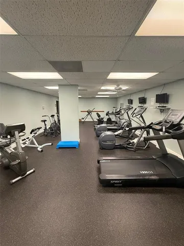 a view of a room with gym equipment