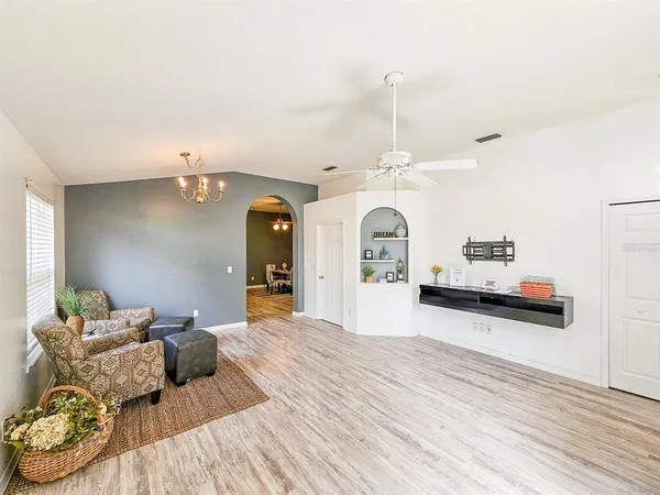 a living room with furniture