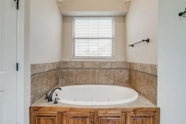 a bathroom with a bathtub