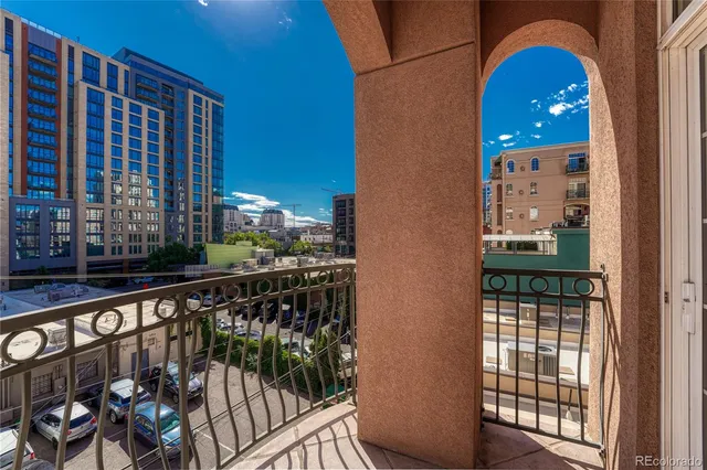 a balcony with city view