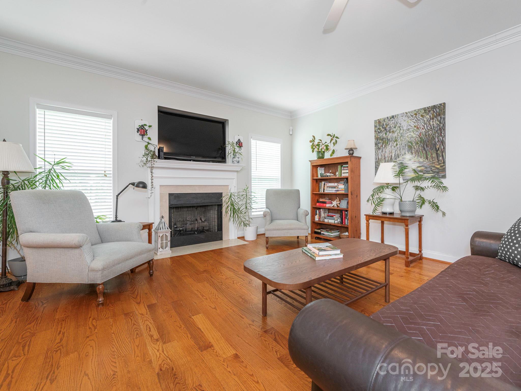 3033 Beech Court Indian Trail, NC 28079 - Photo 4 of 39 a living room with furniture a flat screen tv and a fireplace