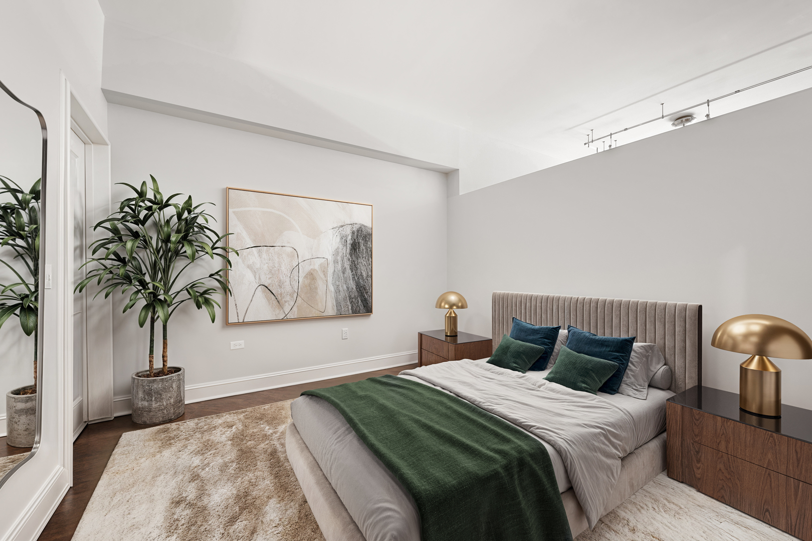 850 North Lake Shore Drive, Unit 709 Chicago, IL 60611 - Photo 16 of 18 a bedroom with a bed and a painting on the wall