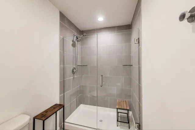 a bathroom with a shower
