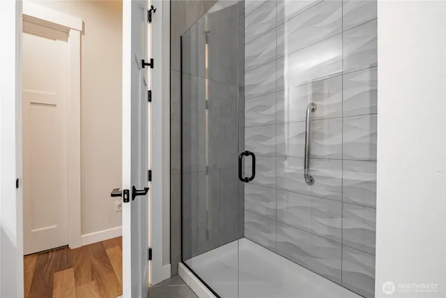 a bathroom with a shower