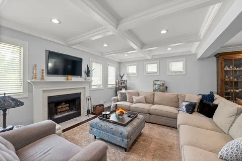a very nice looking hall with a chandelier