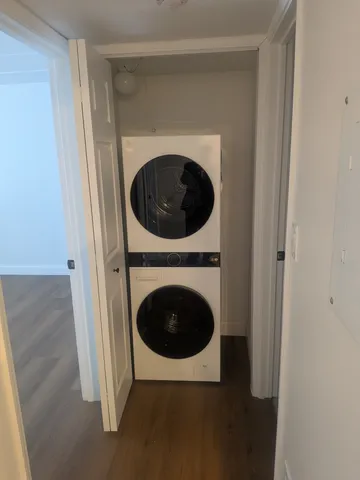 a utility room with dryer and washer