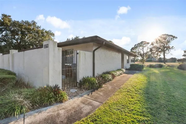 a house view with a swimming pool