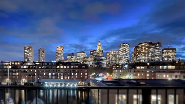 a view of a balcony with city view