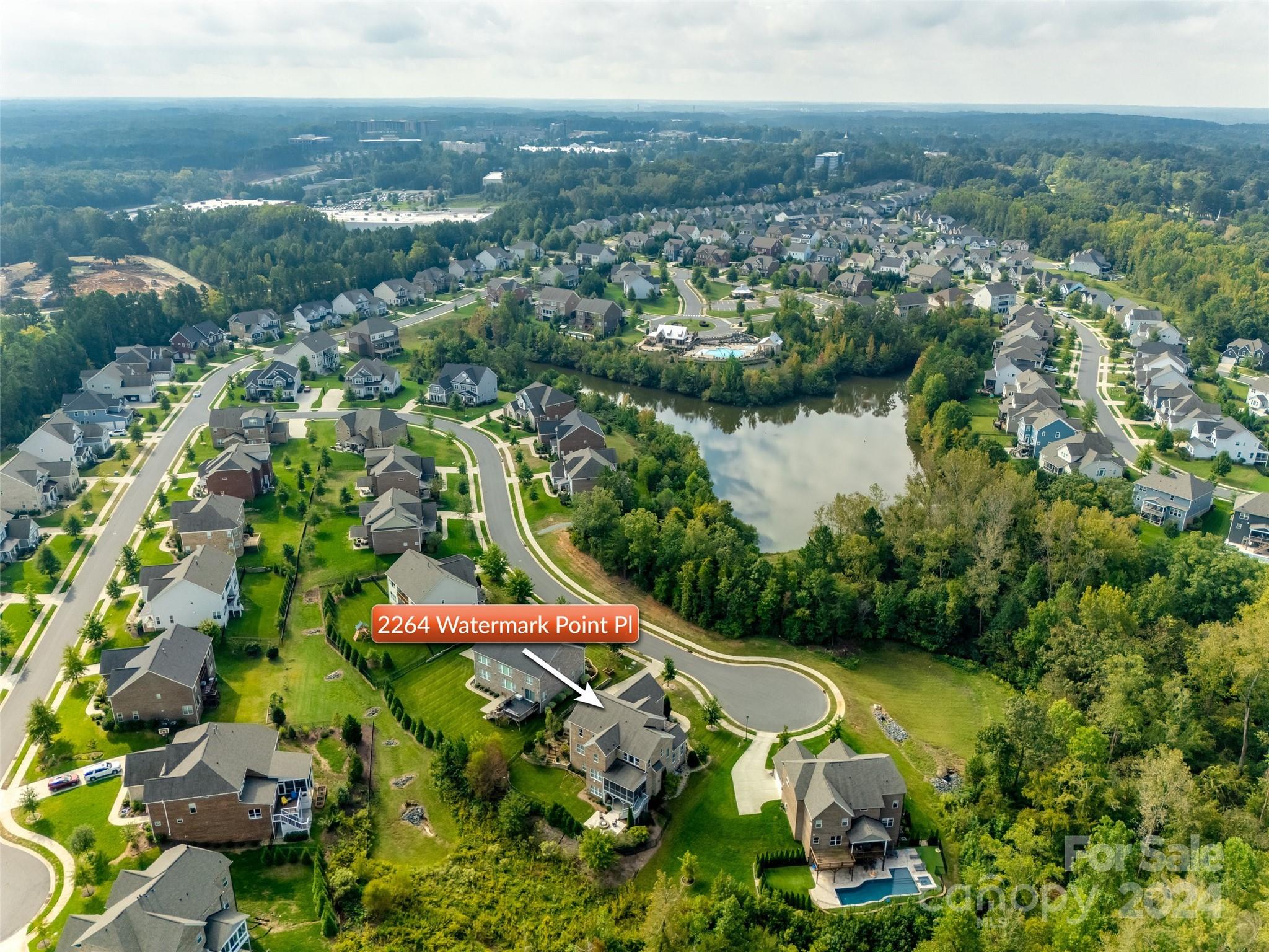 2264 Watermark Point Place Fort Mill, SC 29708 - Photo 46 of 48 an aerial view of a houses with a lake view