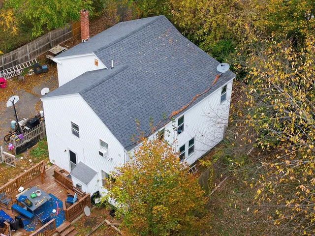 an aerial view of a house