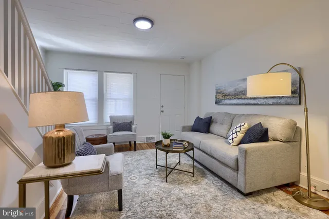 a living room with furniture