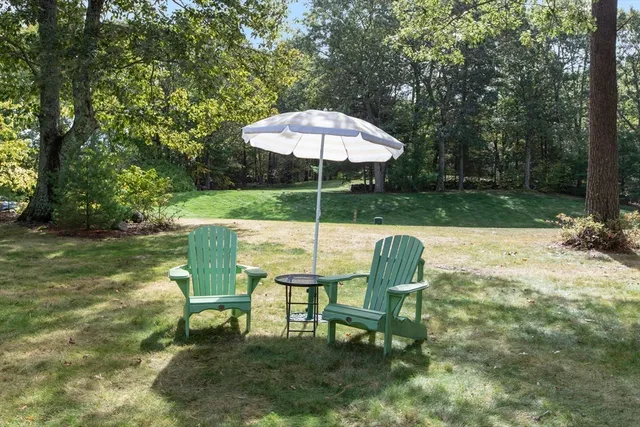 a table and chair in the patio