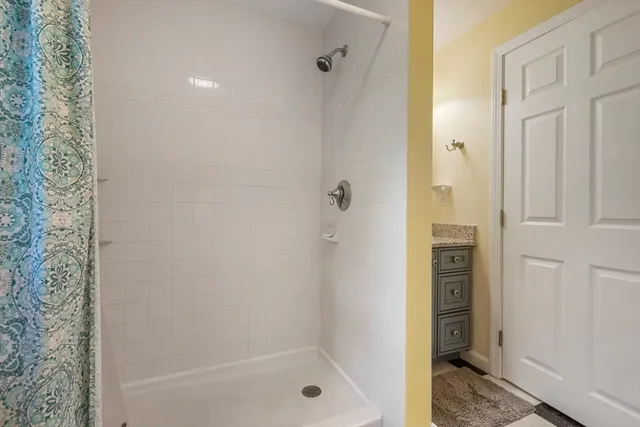 a bathroom with a bathtub