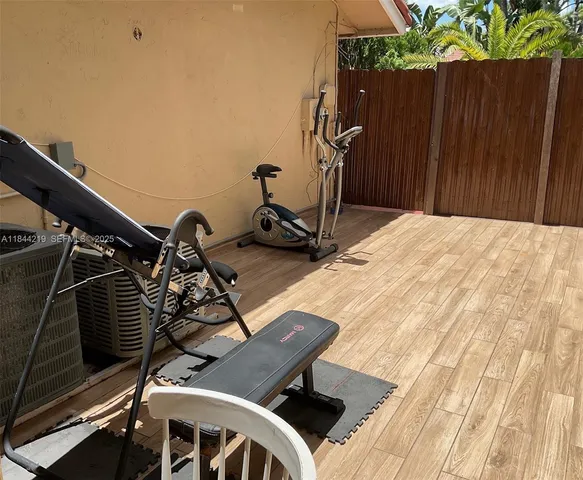 a view of a bench in a balcony
