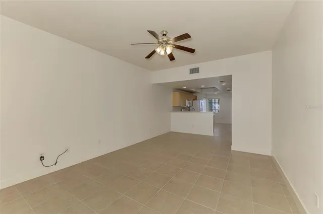 a view of living room with stainless steel appliances