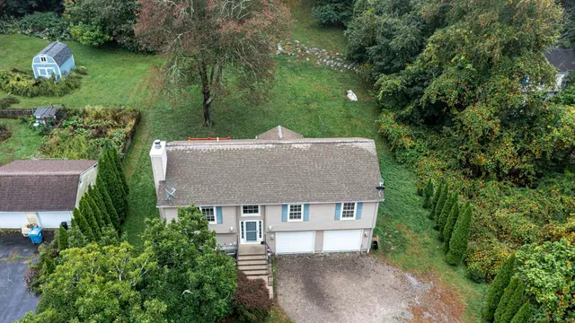 an aerial view of a house