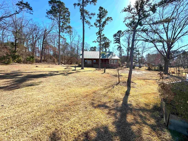 a view of a yard with trees