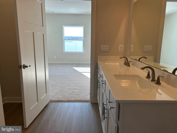 a bathroom with a sink and a large mirror