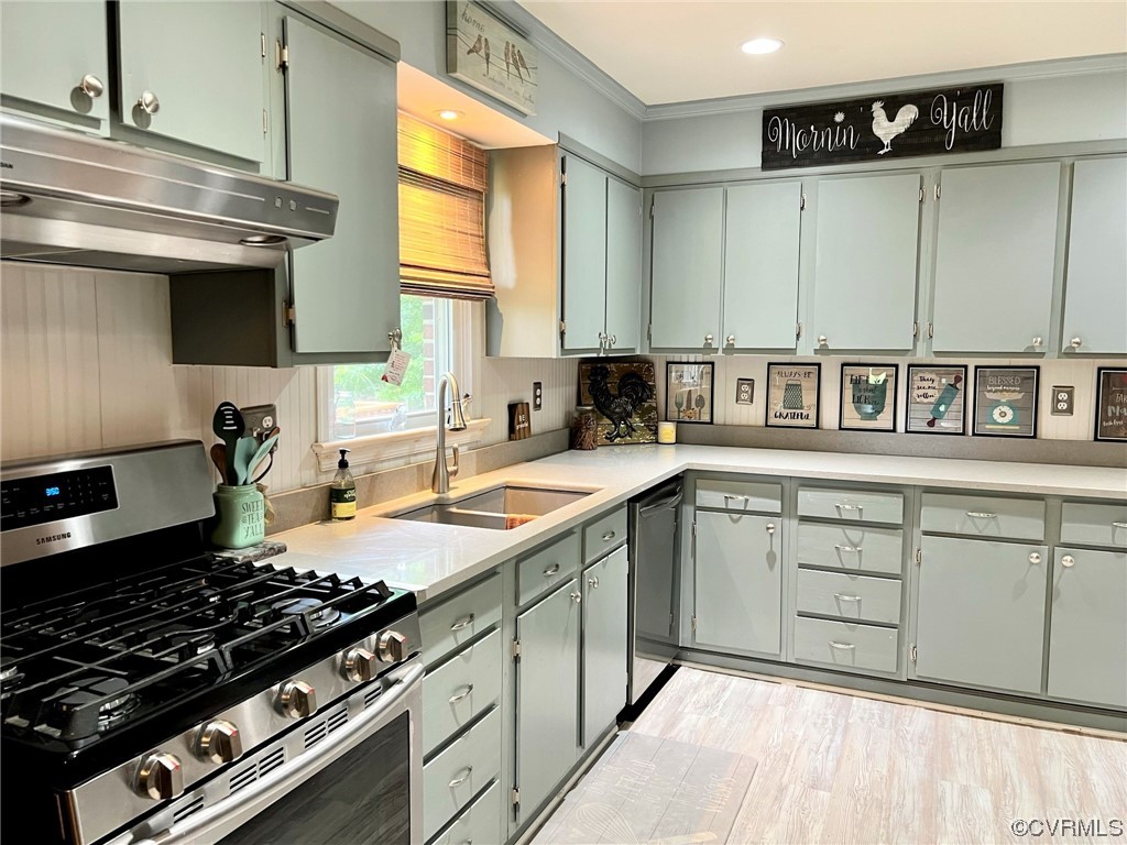 4520 Cralles Road Amelia Court House, VA 23002 - Photo 4 of 21 a kitchen with stainless steel appliances granite countertop a stove a sink and a microwave