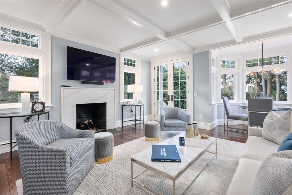 123 Abbott Road Wellesley, MA 02481 - Photo 12 of 42 a living room with furniture fireplace and flat screen tv