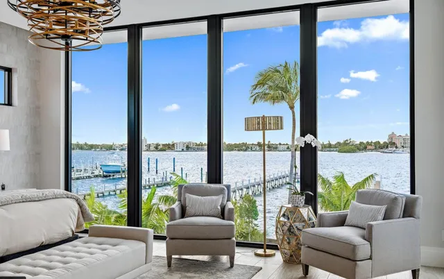 a view of cabinets and window