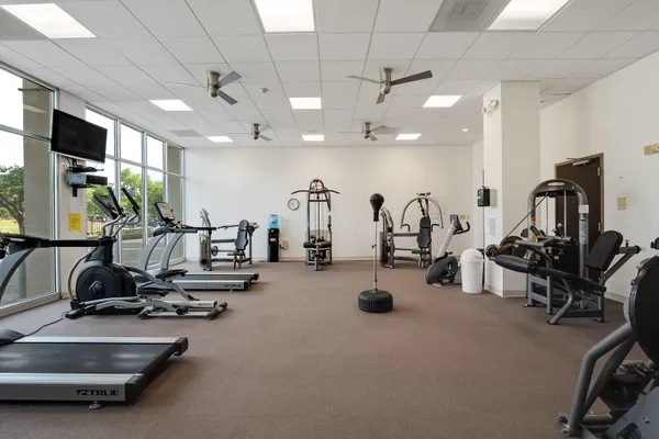 a view of a room with gym equipment