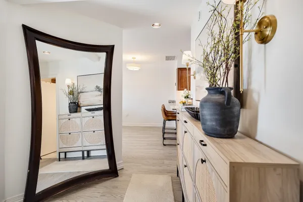 a view of entryway with livingroom and furniture