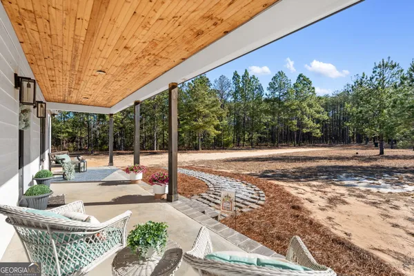 a outdoor view with a sitting space