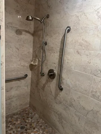 a bathroom with a shower