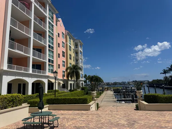 a front view of a building with street view