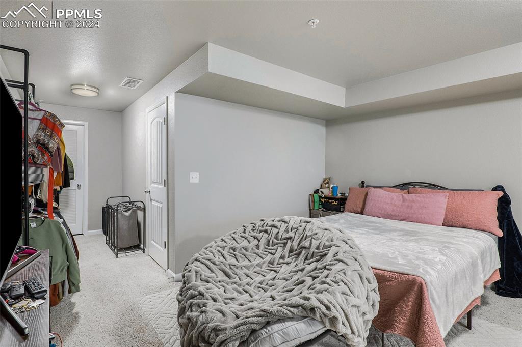 4346 Yellow Dock Point Colorado Springs, CO 80911 - Photo 19 of 20 a bedroom with a bed and a walk in closet