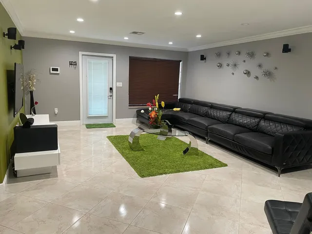 a living room with furniture