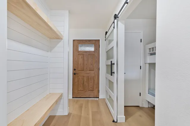 a view of wooden closet