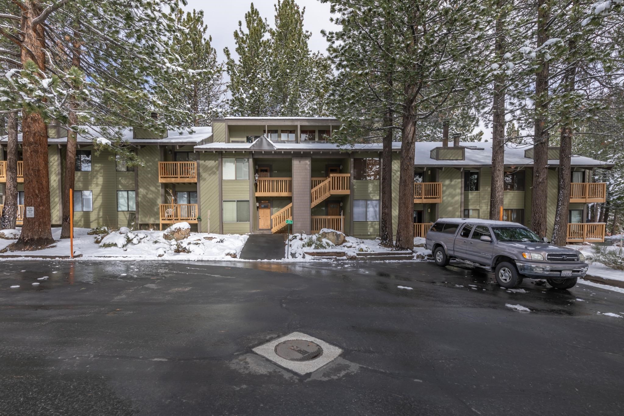 152 Viewpoint Road, Unit 105 Mammoth Lakes, CA 93546 - Photo 27 of 29 a view of a car park in front of house