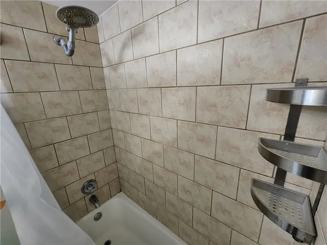 a bathroom with a bathtub