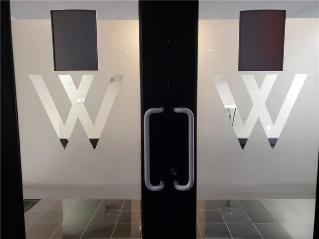 a room with a large window