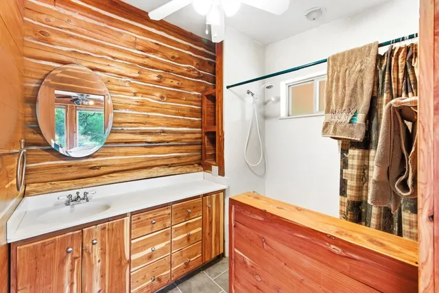 a view of a sink and a mirror