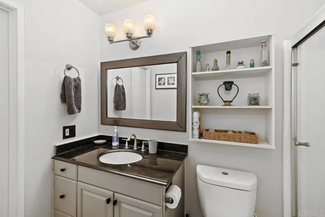 a bathroom with a toilet a sink and a mirror