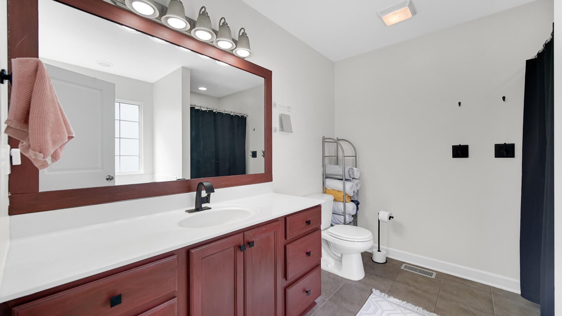 10300 Illinois Street Crown Point, IN 46307 - Photo 12 of 29 a bathroom with a sink a toilet and a mirror